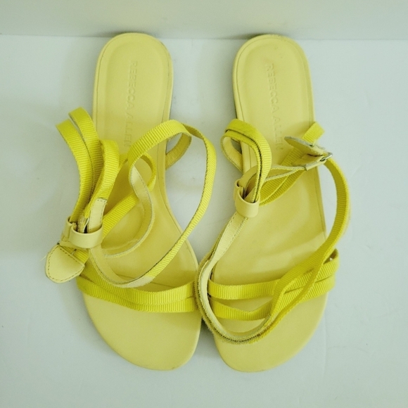 NEW Rebecca Allen Yellow Flat Two Strap Sandal - Picture 4 of 6